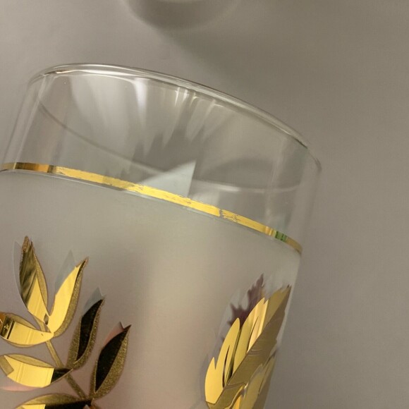 Libbey Double Old Fashioned Frost Gold Leaves Glasses 4 1/8" High Lot of 3 - Picture 10 of 10